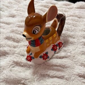 Disney Parks Authentic Original Ceramic Bambi creamer Happy Holidays